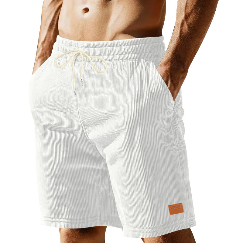 Men's casual Bermuda shorts made of finely structured cotton blend with elastic waistband and drawstring Mune Fashion