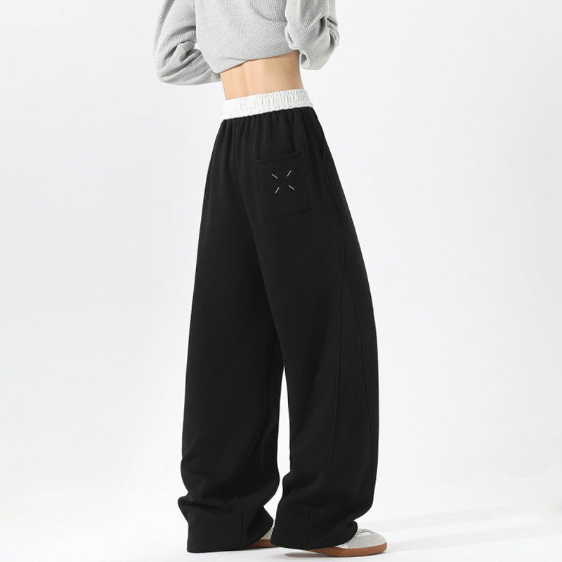Women's Wide Lounge Pants with Elastic Waistband, Drawstring and Flowing Oversized Silhouette Mune Fashion