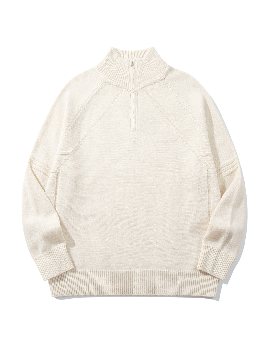 Unisex Halfzip Knit Sweater with High Ribbed Collar and Raglan Sleeves Mune Fashion