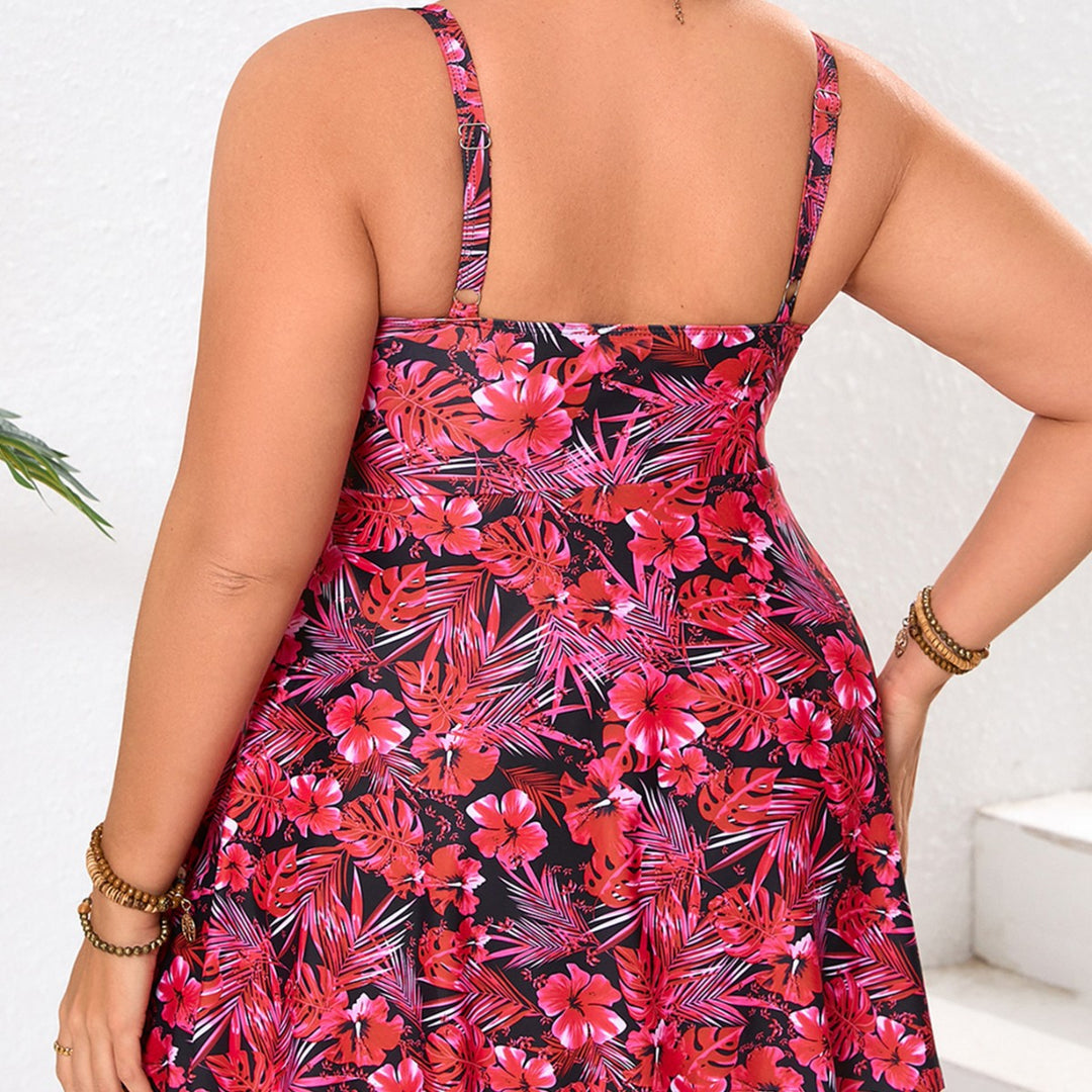 Women's swim dress with floral design and adjustable straps Mune Fashion