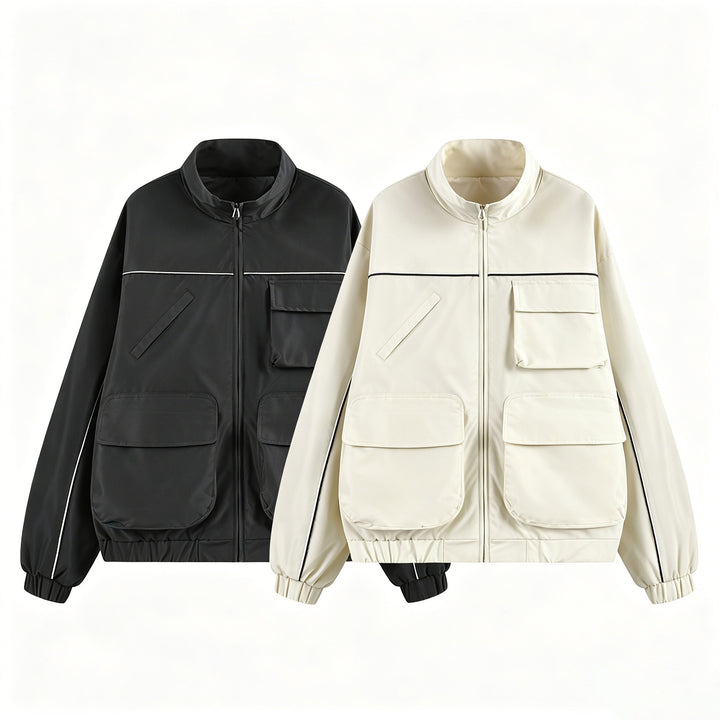 Men's Utility Field Jacket with Multiple Pockets and Stand-up Collar Mune Fashion