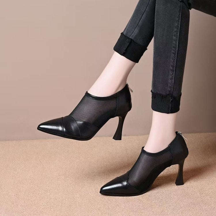Women Elegant Pointed Pumps with Transparent Inserts Mune Fashion