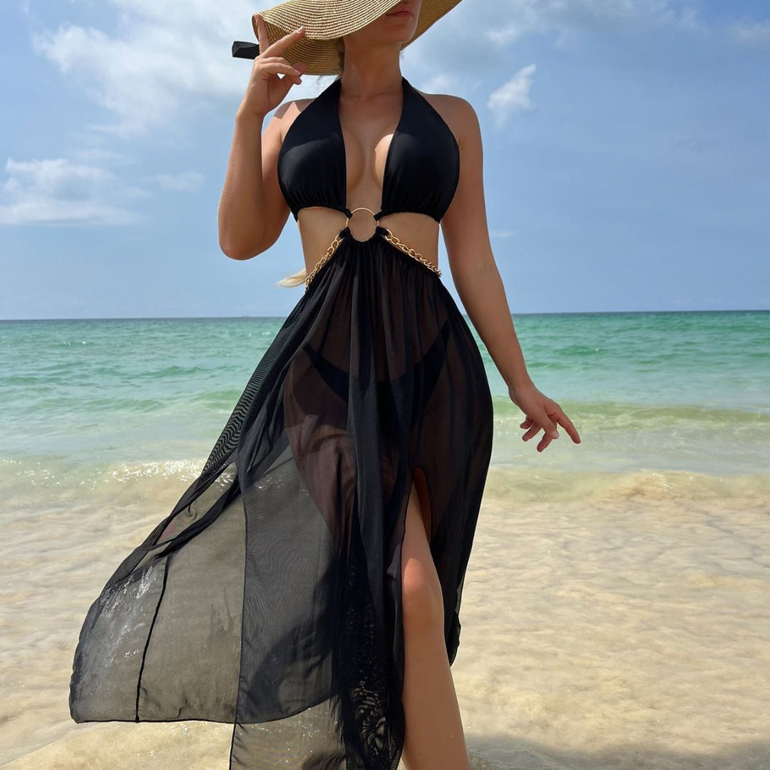 Women's Transparent Beach Cover-Up with Fashionable Accents Mune Fashion