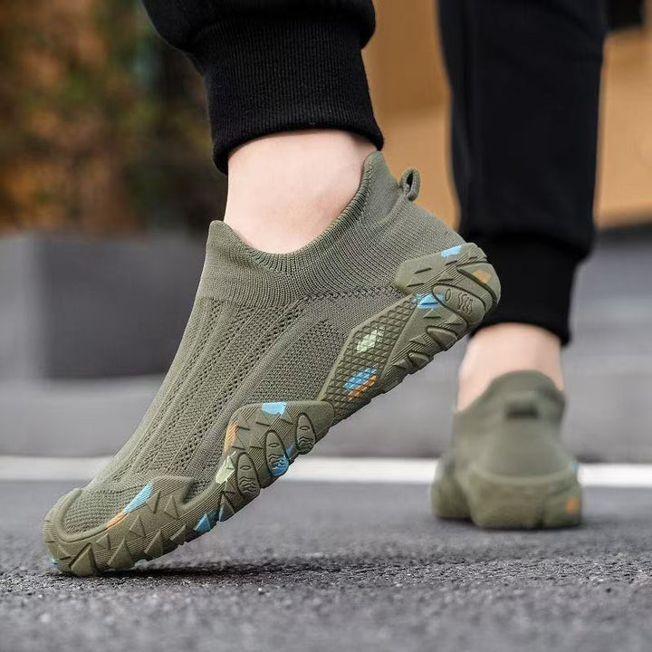 Men's Elastic Knit Slip-On Shoe with Non-Slip, Patterned Profile Sole Mune Fashion