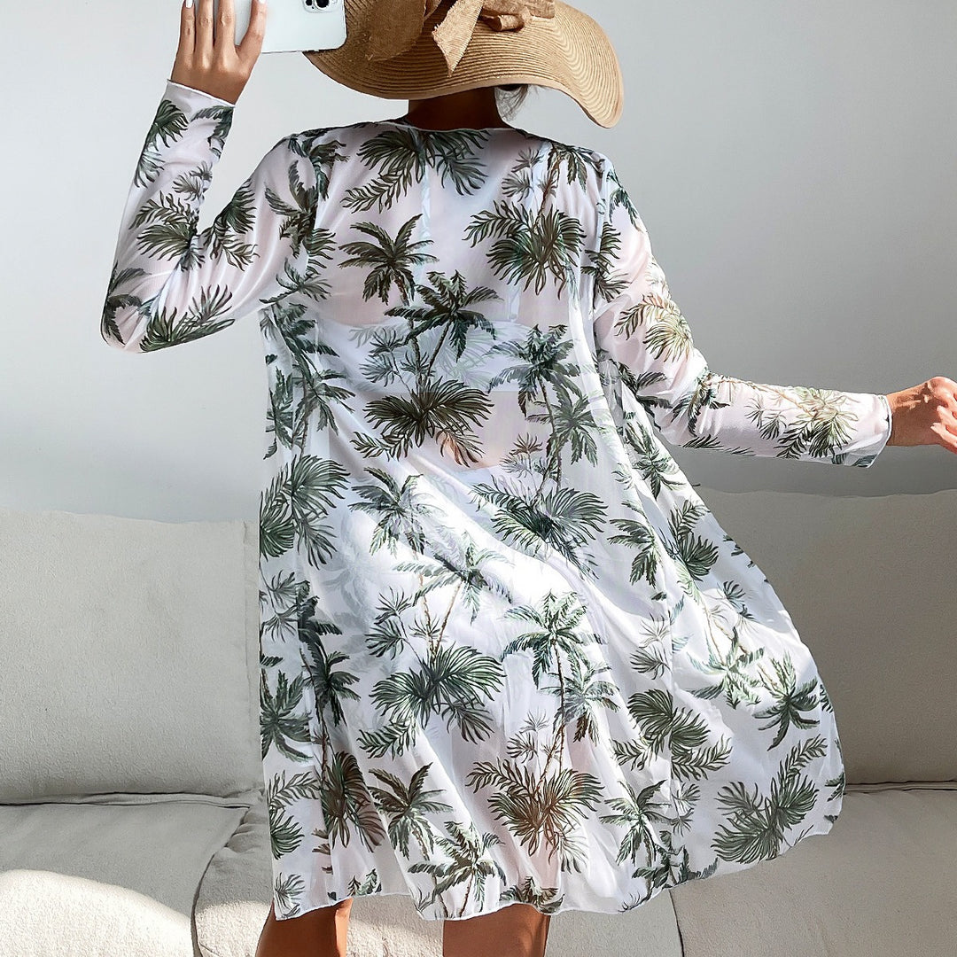 Women’s bikini set with floral top and airy wrap jacket Mune Fashion