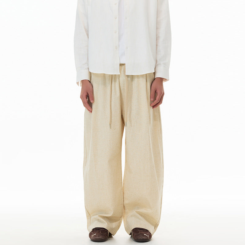 Men's Loose Linen-Cotton Pants with Drawstring and Pockets Mune Fashion