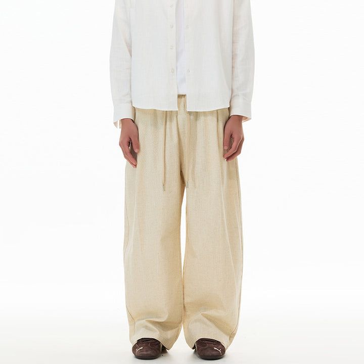 Men's Loose Linen-Cotton Pants with Drawstring and Pockets Mune Fashion