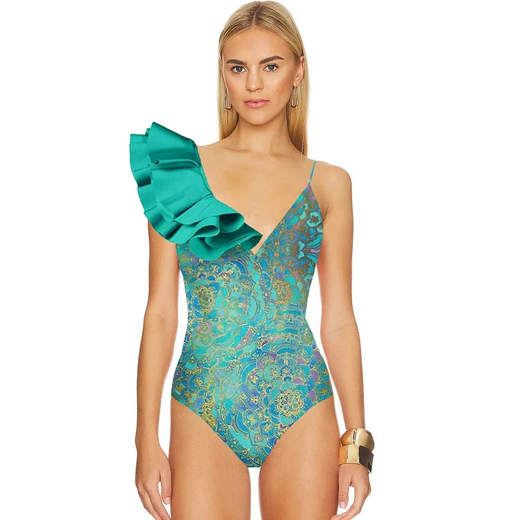 Women’s One-Piece Swimsuit with Trendy Ruffle Design Mune Fashion