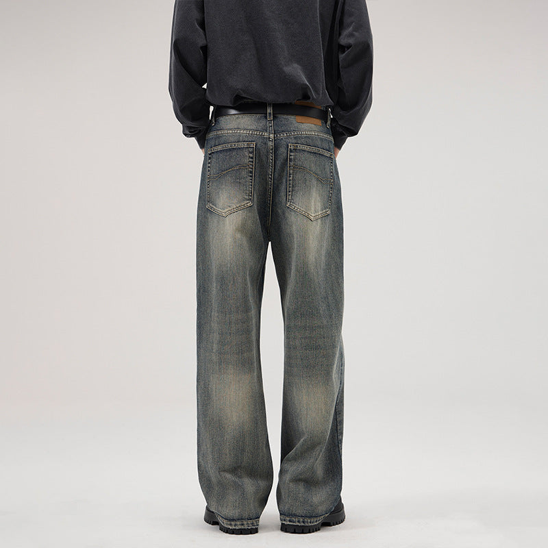 Men's Ultra Wide Stonewashed Baggy Jeans with Drop Crotch and Soft Fade Details Mune Fashion