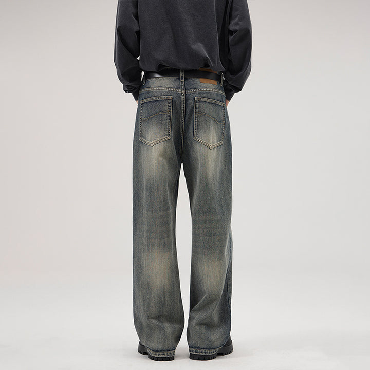 Men's Ultra Wide Stonewashed Baggy Jeans with Drop Crotch and Soft Fade Details Mune Fashion