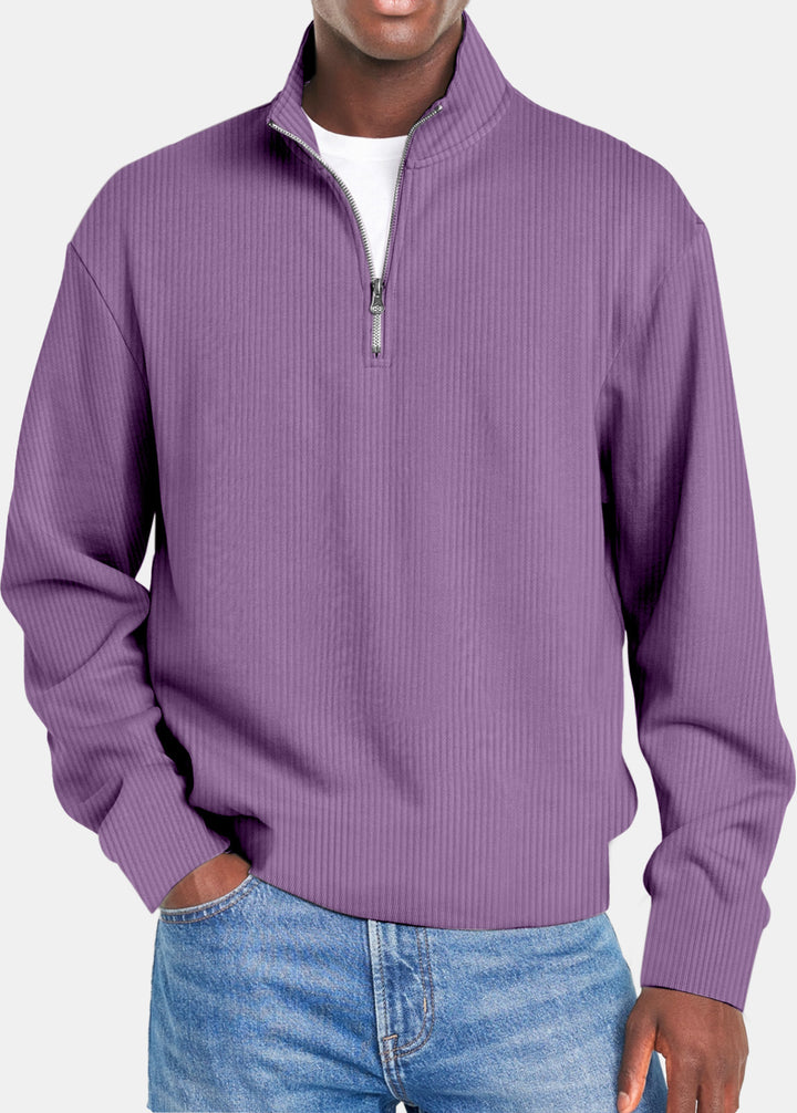 Men's ribbed troyer pullover with half zip and stand-up collar Mune Fashion