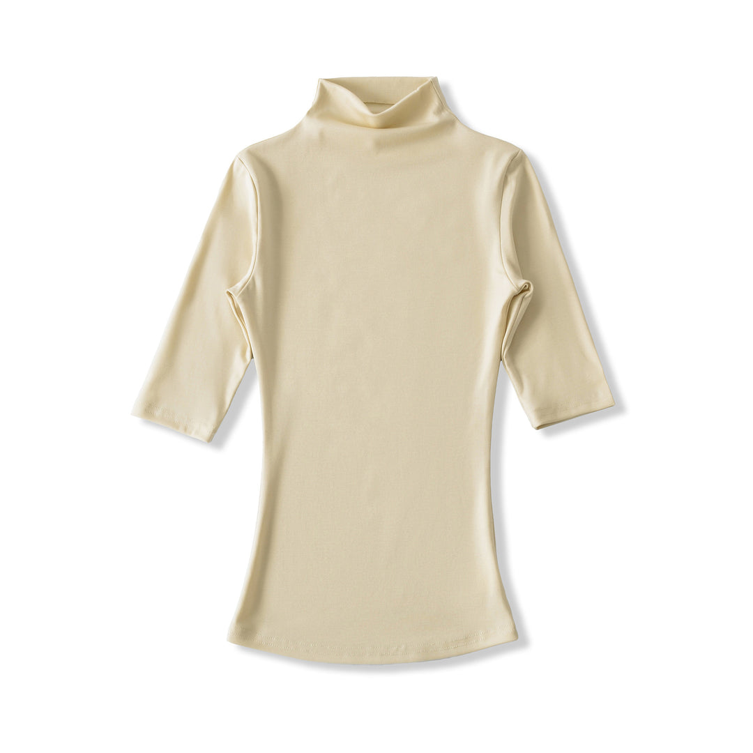 Women's Fitted Stand Collar Shirt with Half-Length Sleeves Mune Fashion