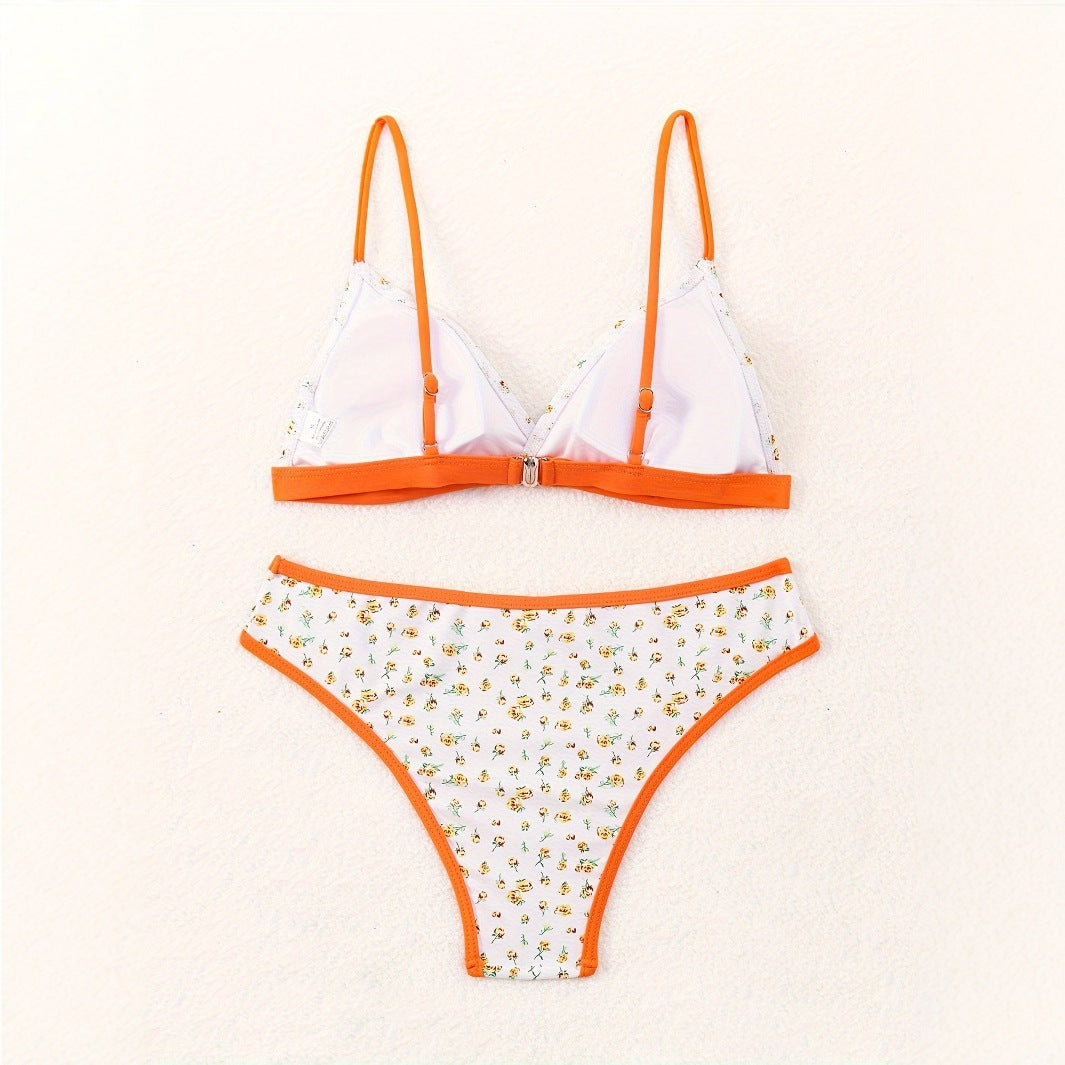 Women’s Flower Pattern Bikini with Sophisticated Cut Mune Fashion