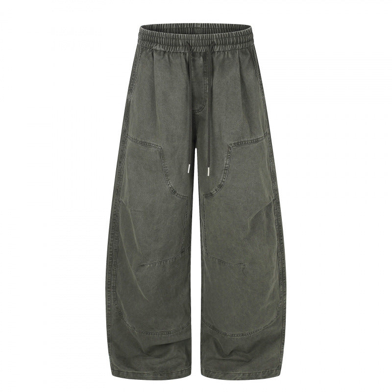 Ladies Wide Cropped Cargo Pants with Elastic Waistband, Drawstring and Patch Pockets Mune Fashion