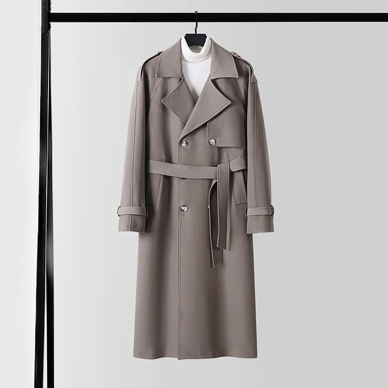Ladies Elegant Maxi Trench Coat made of wool blend with wide shawl collar and tie belt Mune Fashion
