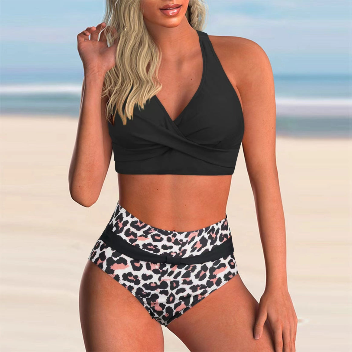 Women's Sporty Crop Top Bikini Set with High Waisted Pants Mune Fashion