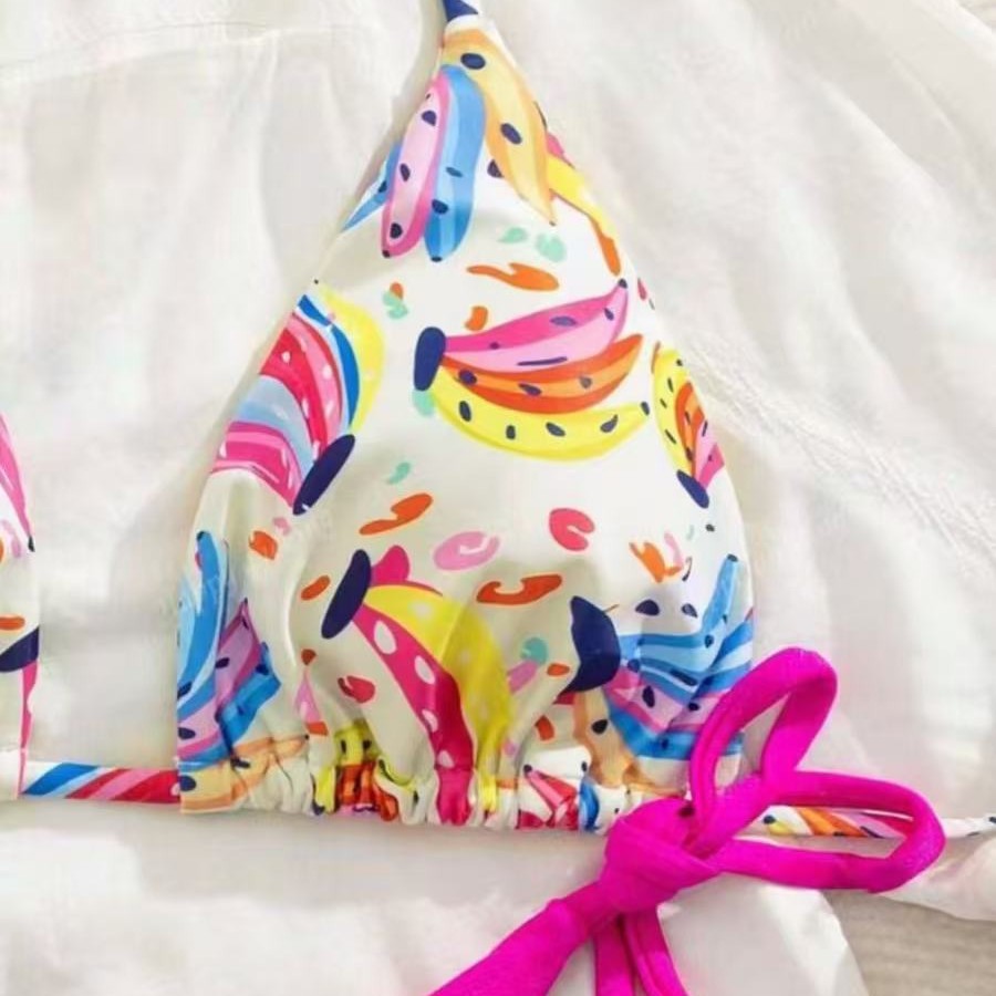 Women's bikini set with colorful fruit pattern and side knot Mune Fashion