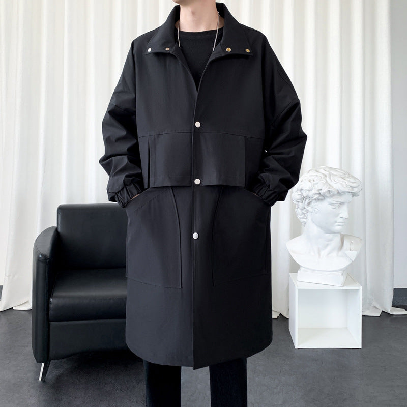 Men's Long Oversize Utility Coat with Two-Stage Front, Snap Button Closure, and Large Flap Pockets Mune Fashion