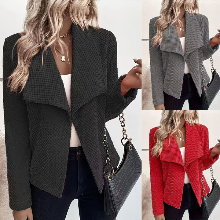 Women Waterfall Cardigan made of Waffle Fleece with Open Front Mune Fashion
