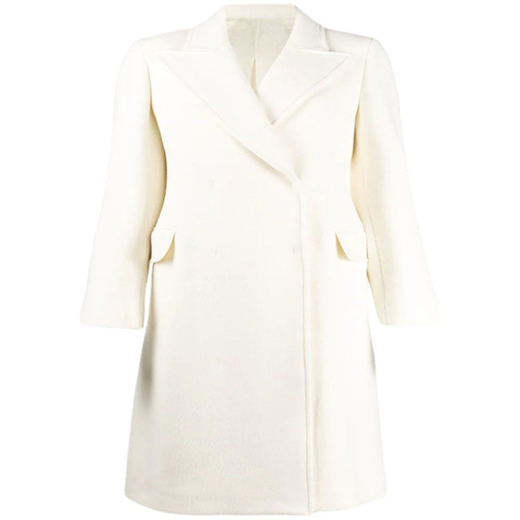 Women Clean-Cut Long Coat with Slightly Dropped Lapels and Clear Tailoring Silhouette Mune Fashion