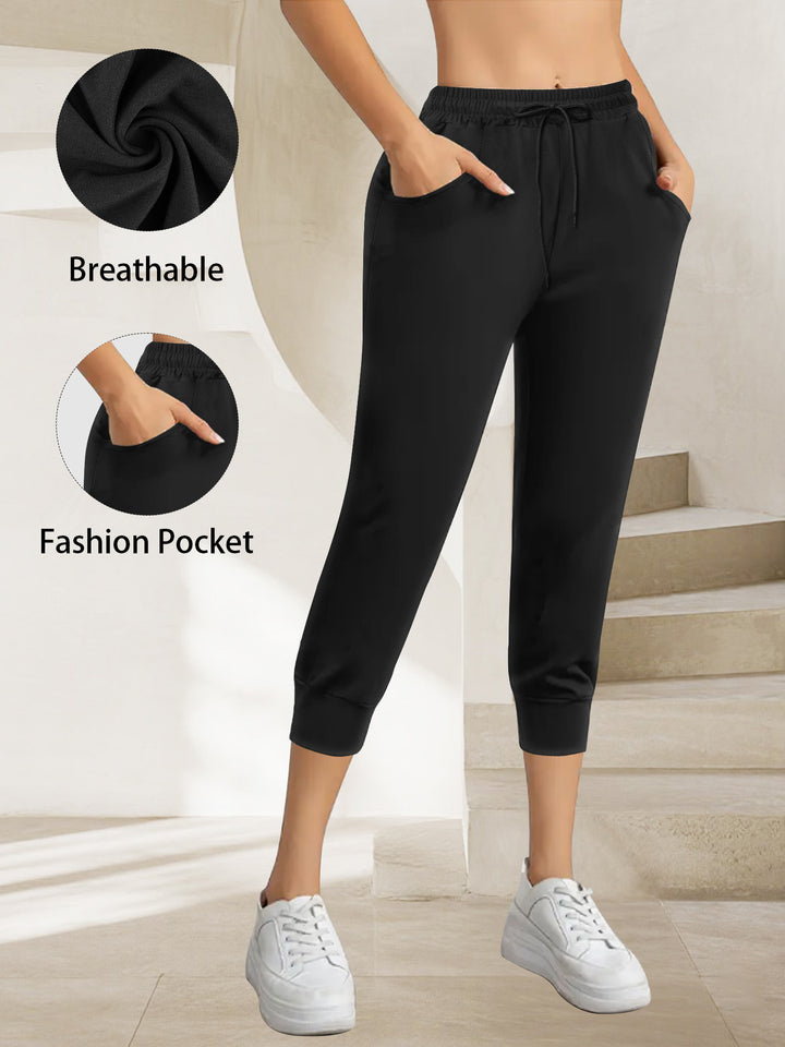 Women's Breathable Ankle Jogger Pants with Drawstring and Pockets Mune Fashion