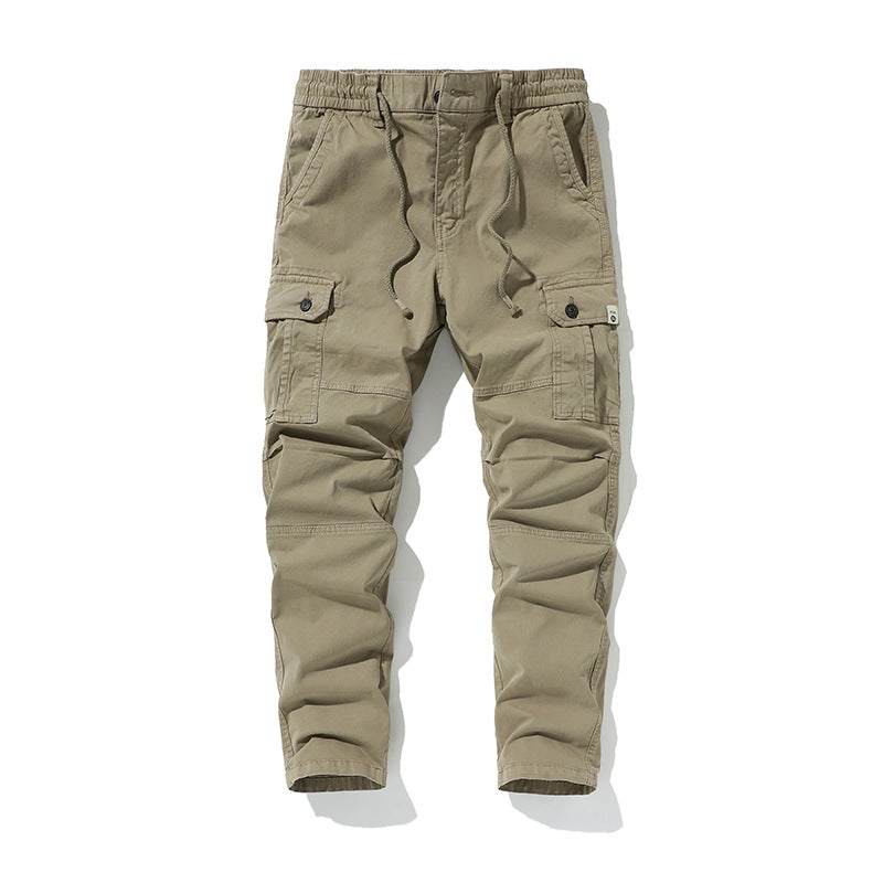 Men Durable Canvas Cargo Pants with Ergonomic Knee Pleats, Drawstring Waistband and Patch Pocket Mune Fashion