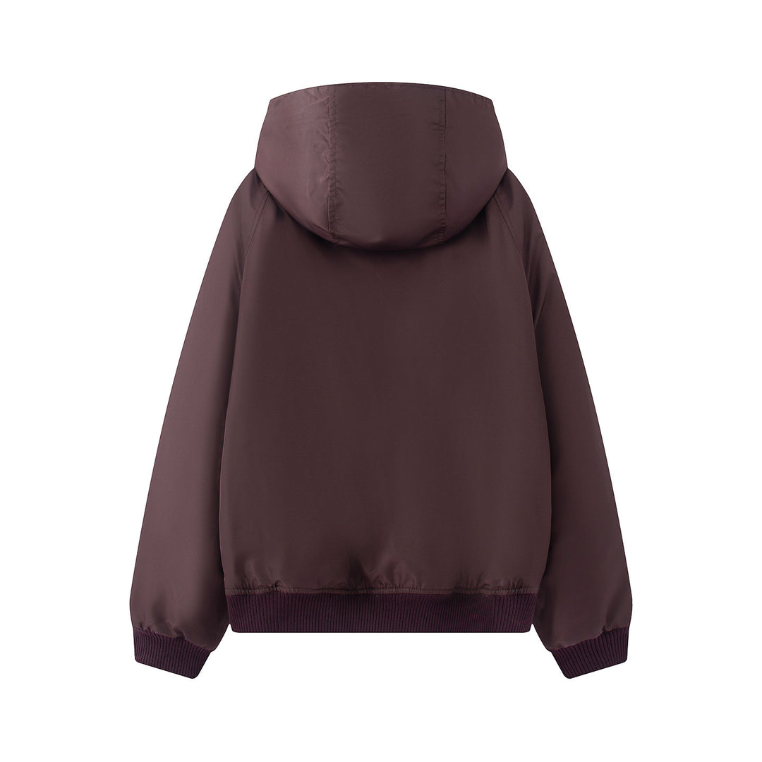 Women's non-padded hooded jacket with teddy lining, concealed zipper and ribbed cuffs Mune Fashion