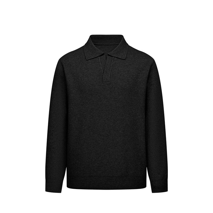 Men's Fashion Long Sleeve Knit Polo Mune Fashion