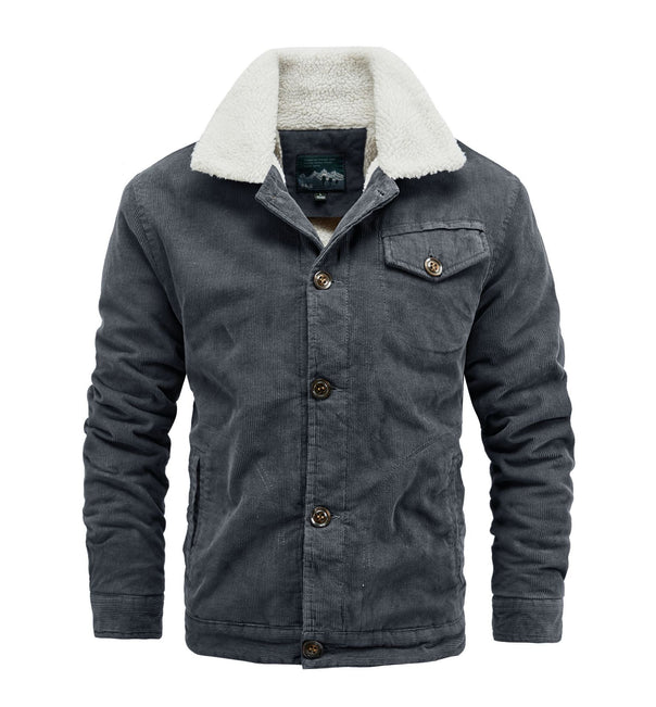 Men's cord jacket in trucker style with cozy Sherpa lining and vintage buttons Mune Fashion