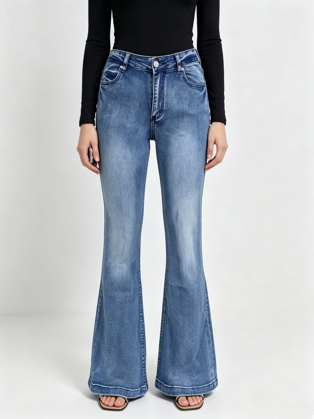 Women's High-Waist Flared Jeans with figure-hugging waistband and wide flare Mune Fashion