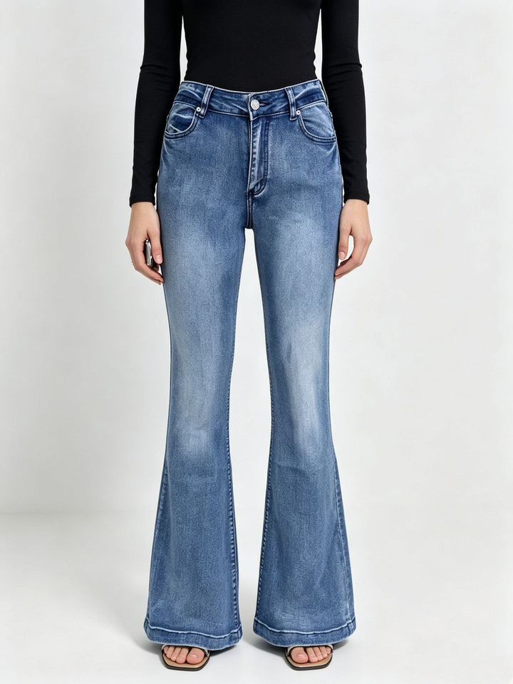 Women's High-Waist Flared Jeans with figure-hugging waistband and wide flare Mune Fashion
