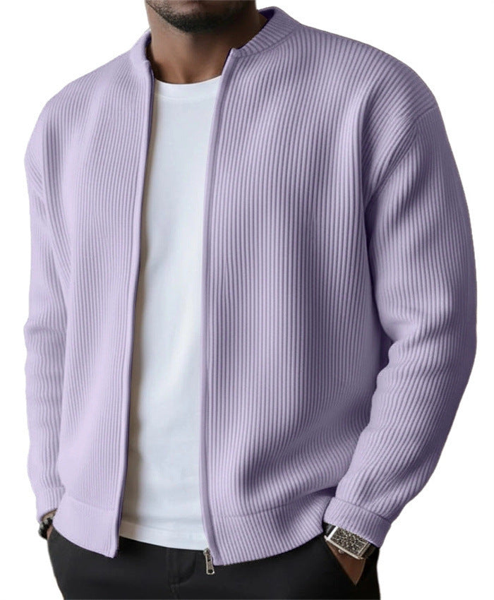 Men's Ribbed Bomber Cardigan with Full Zip EB