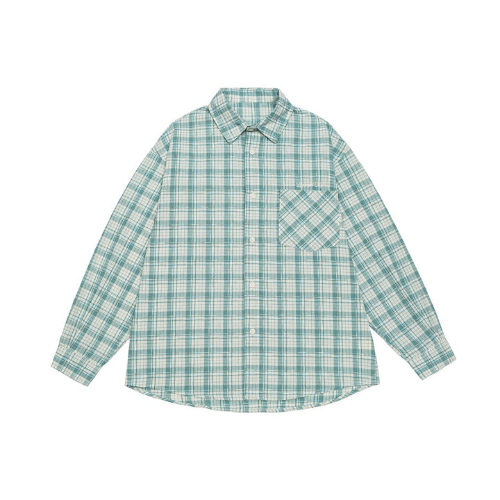 Unisex Oversize Check Shirt Jacket made of lightweight cotton blend with a patch chest pocket Mune Fashion