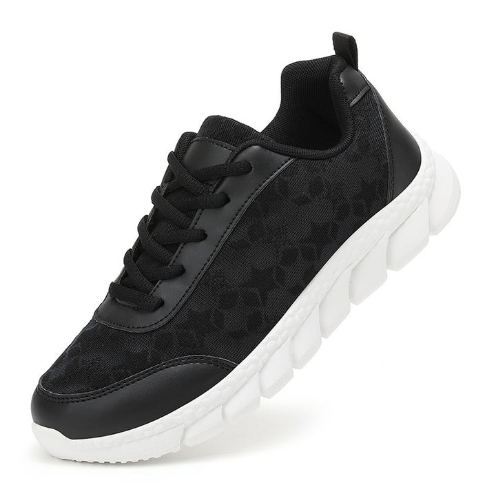 Ladies nan net sneakers with floral cutout pattern, flexible segment sole and cushioned heel collar Mune Fashion