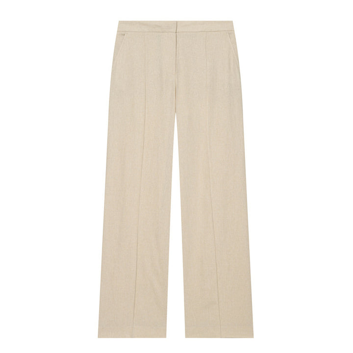 Women's Lightweight Linen Trousers with Wide Leg and Pleat Mune Fashion