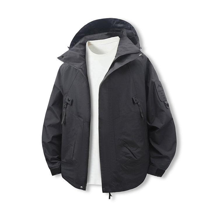 Men's Wind and Water Resistant Softshell Utility Jacket with Hood Mune Fashion