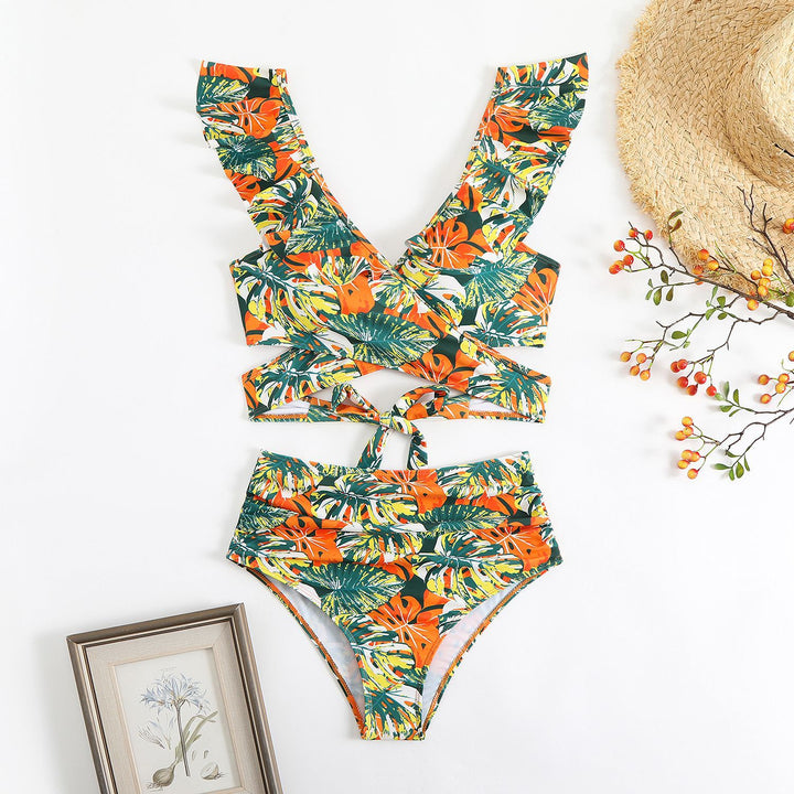 Women's Cropped Bikini Set with Playful Ruffle Design and Elegant Tie Strap System Mune Fashion
