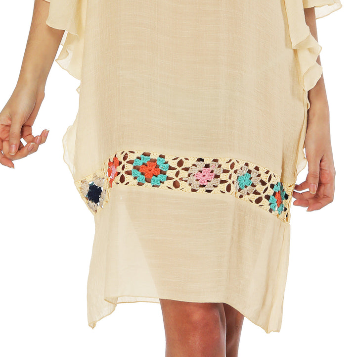 Ladies airy beach cover-up with colorful crochet pattern Mune Fashion