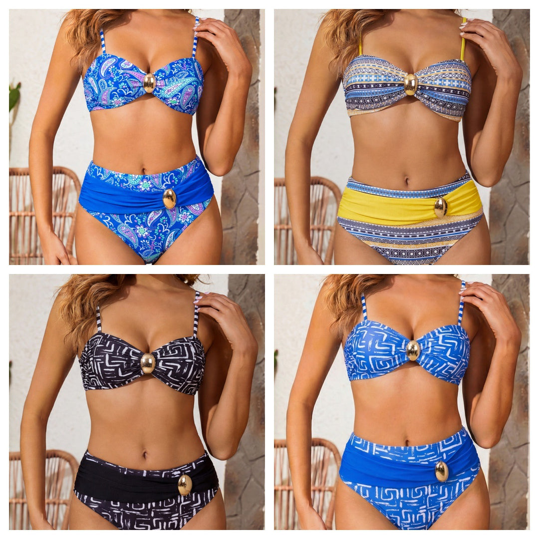 Women High-Cut Bikini with Decorative Knot Mune Fashion