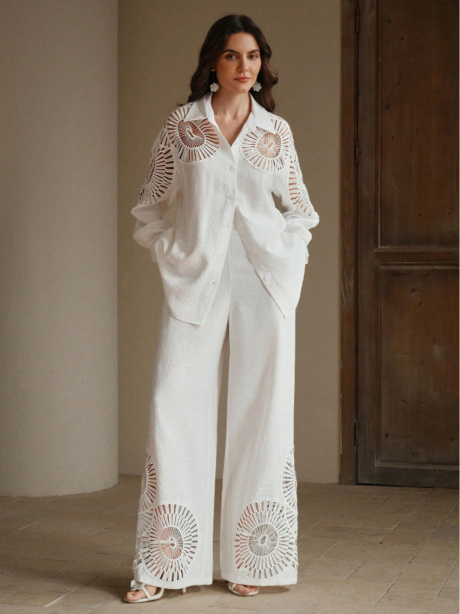 Women Elegant Blouses and Pants Combination Mune Fashion