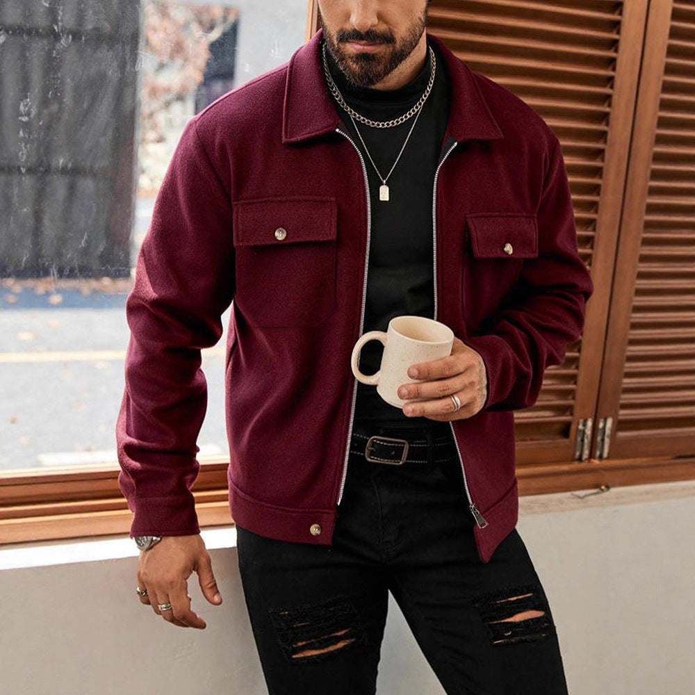 Men's CPO-inspired overshirt jacket with patch chest pockets and zipper Mune Fashion