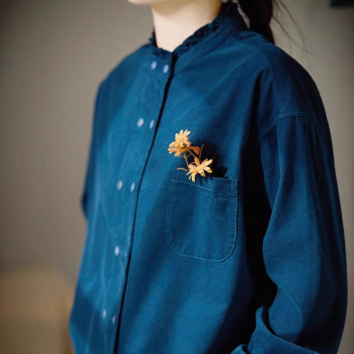 Women Casual Blouse with Ruffle Hem Mune Fashion