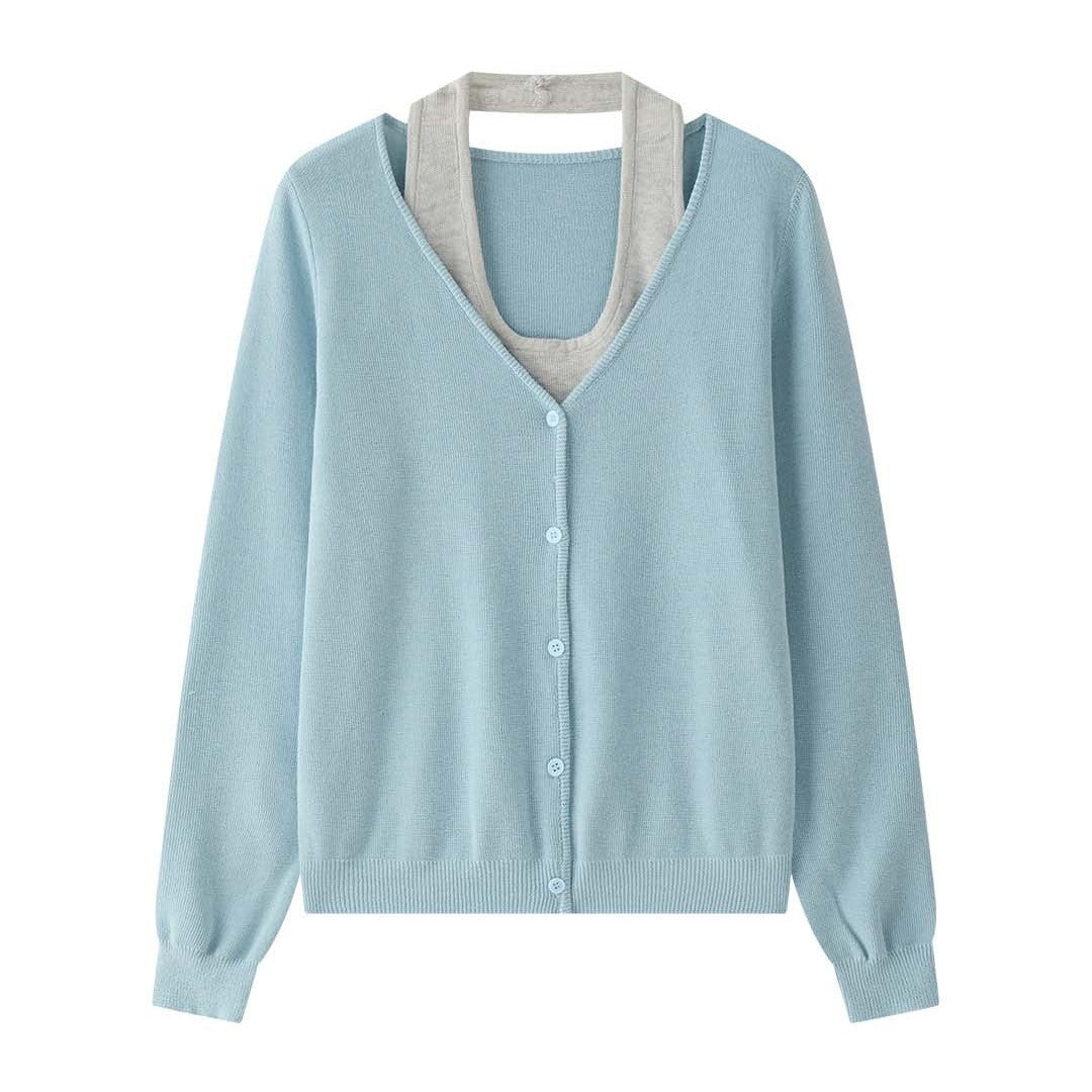 Women's fine knit cardigan with open front, ribbed hem and boxy silhouette Mune Fashion