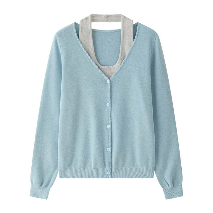 Women's fine knit cardigan with open front, ribbed hem and boxy silhouette Mune Fashion