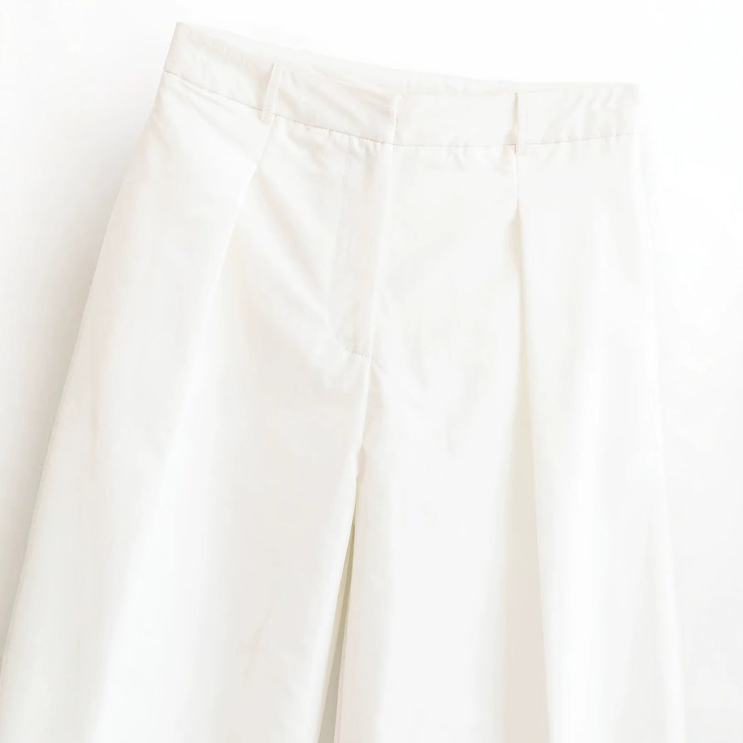 Women's Elegant High-Waist Palazzo Pants with Pleat and Straight Wide Leg Mune Fashion