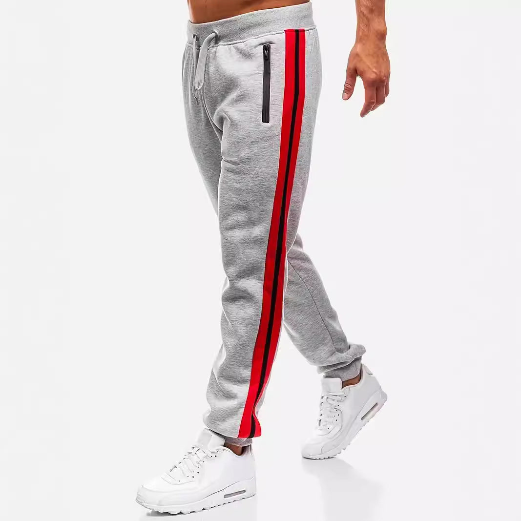 Men's narrow tapered fleece jogging pants with two-tone side piping and water-repellent zip pockets Mune Fashion