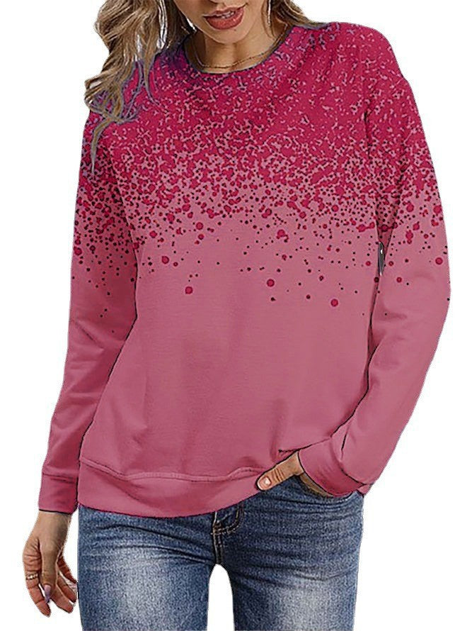 Women's sweatshirt with gradient dot print and round neck Mune Fashion