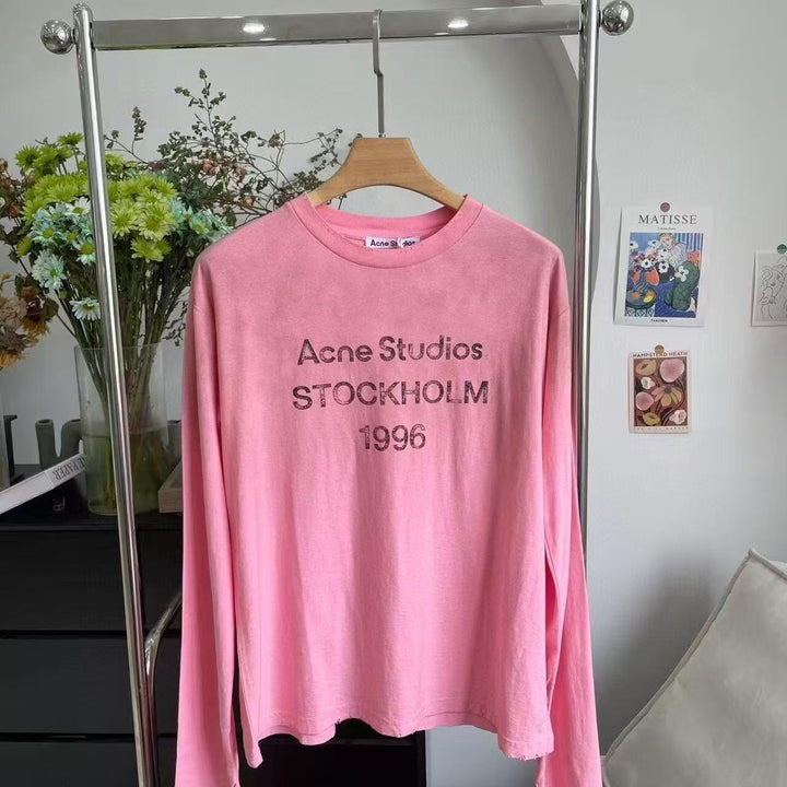Men's Long Sleeve Shirt with Logo Print and Round Neckline Mune Fashion
