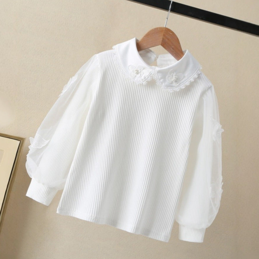 Women's blouse with elegant puff sleeves and ruffled collar Mune Fashion