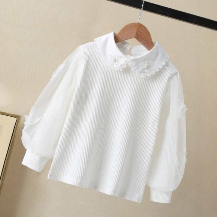 Women's blouse with elegant puff sleeves and ruffled collar Mune Fashion